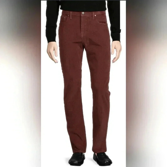 Slim Fit Rust Brown Corduroy Soft Stretch Mid-Rise Pockets Casual - Picture 2 of 7